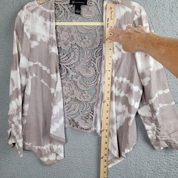 INC International Concepts Jacket Cardigan Womens M Linen Tie Dye Boho Neutrals - Picture 9 of 11